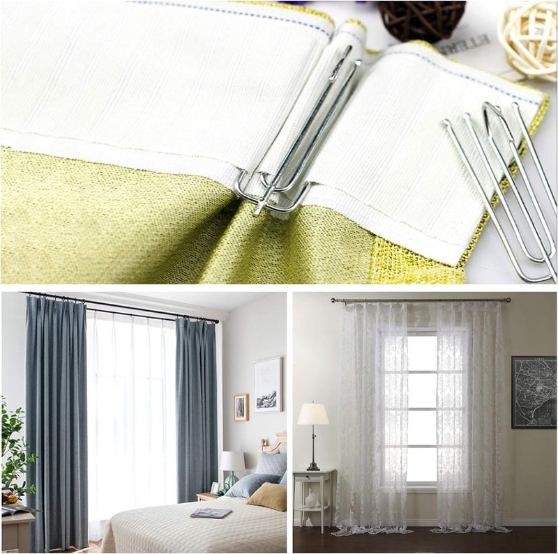 INCREWAY Curtain Pleat Tape, 6 Meters/6.56 Yards Pleater Tape for Curtains with 20 Pcs Stainless Steel 4 Prongs Curtain Pleat Hooks for Drapes for DIY Pinch Pleat Tape White - Image 5